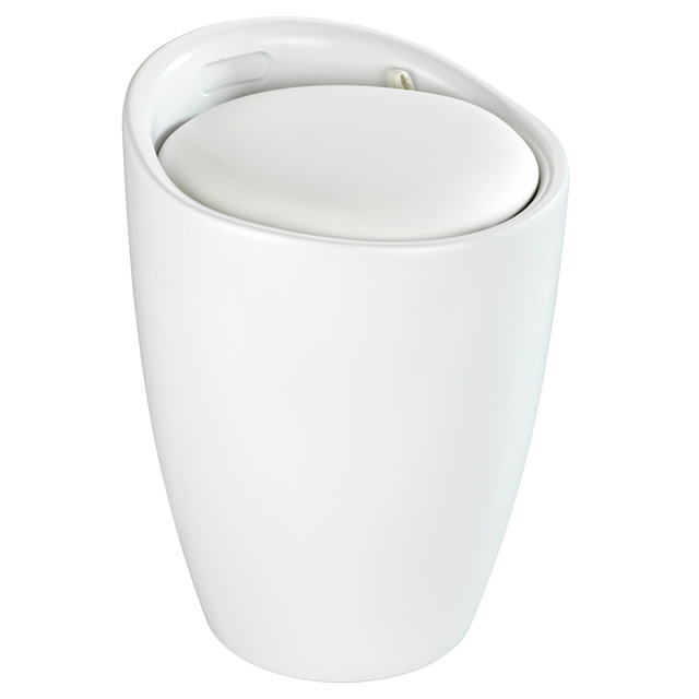 Coș de rufe cu scaun CANDY, alb mat, 2in1, WENKO