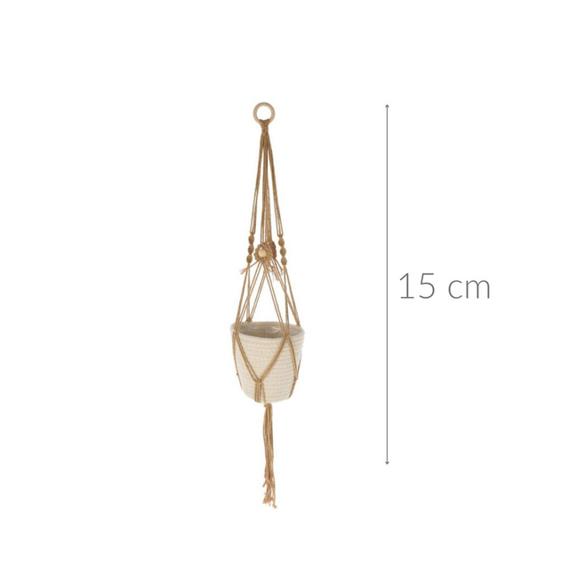 Ghiveci de flori suspendat FUN, ghiveci + macrame