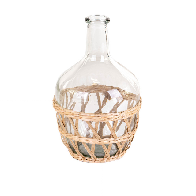 Vaza din sticla cu impletitura decorativa, 15 x 24 cm