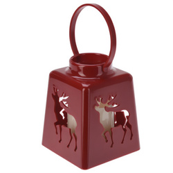 Lanterna de Crăciun cu lumânare LED, 14 cm, roșie