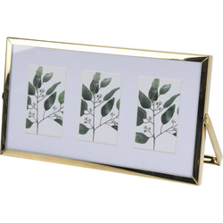 Rama metalică pentru trei fotografii, passe-partout, 22 x 12 x 1 cm