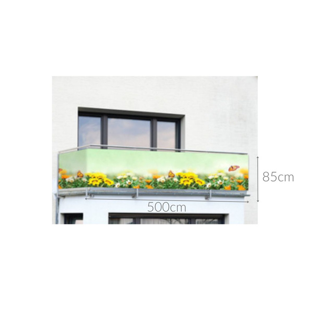 Husa pentru balcon cu fluturi, 5 m x 85 cm