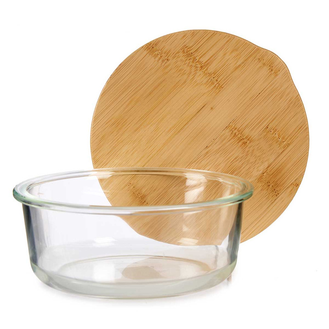 Recipient din sticlă pentru alimente cu capac din bambus etans