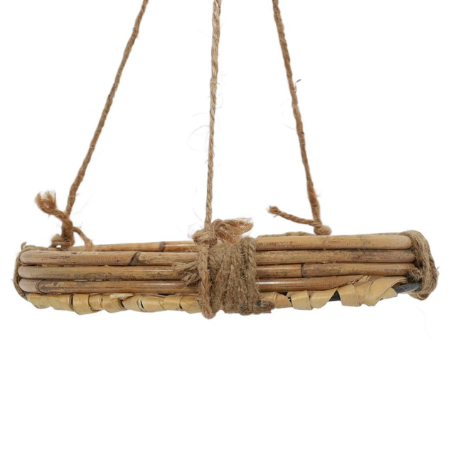 Ghiveci suspendat din bambus si ratan, Ø 20 x 40 cm