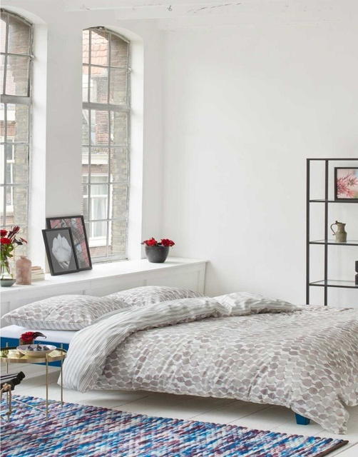 Set de lenjerie din bumbac satinat cu modele moderne, gri, 200 x 220 cm, Esprit