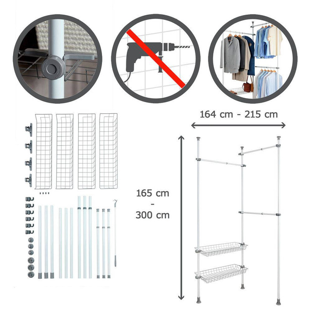 Organizer telescopic pentru haine HERKULES, WENKO