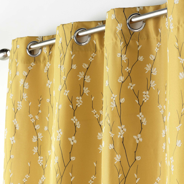 Perdea SAKURA, cu inele, model floral