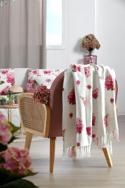 Pătură din bumbac cu model floral 125 x 150 cm
