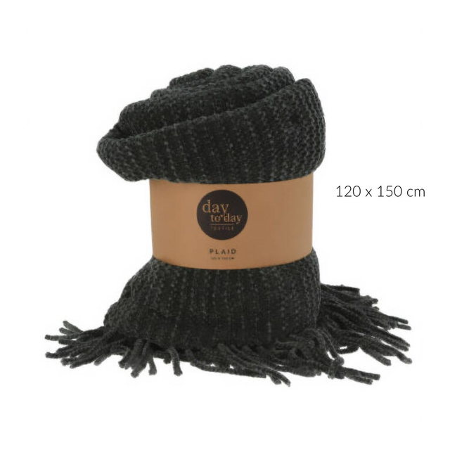 Pătură boho cu ciucuri, tricotată, 120 x 150 cm