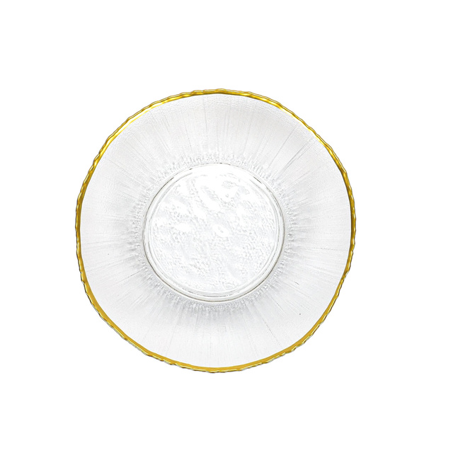 Farfurie adâncă din sticlă cu margine aurie DATURA, 20 cm