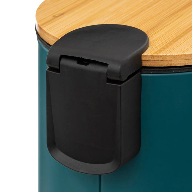 Coș de gunoi pentru baie cu capac din bambus MODERN, albastru, 3 l