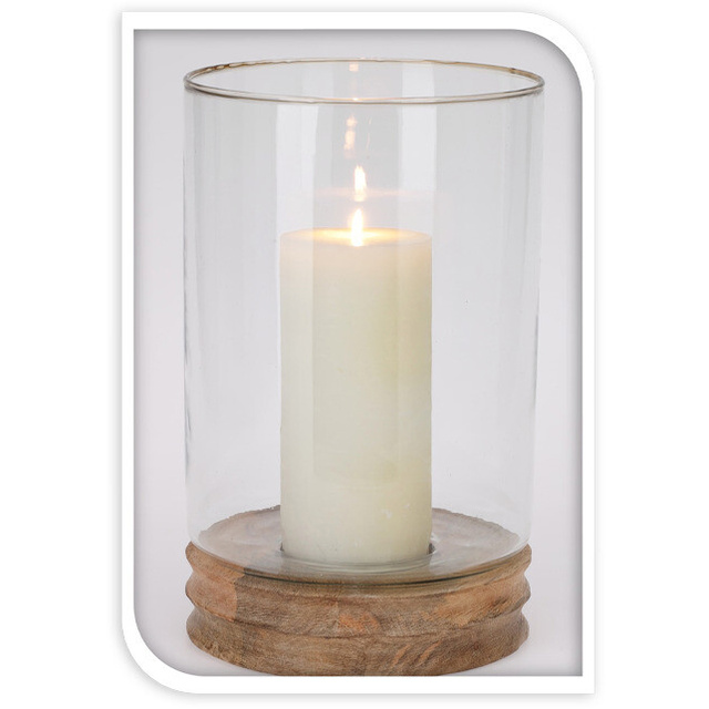 Lanterne decorativă din lemn de mango și sticlă Ø 26 cm, înălțime 41 cm