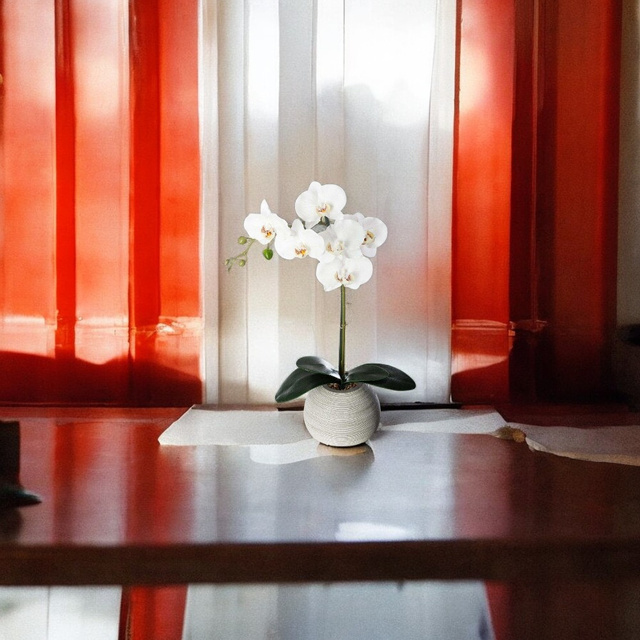 Orhidee artificială într-un ghiveci ceramic de 50 cm