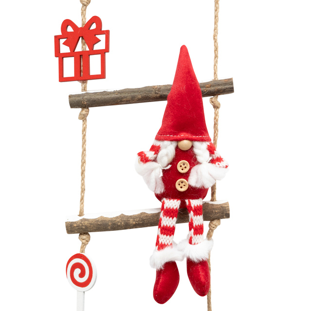 Decorațiune de sărbătoare, gnom pe scară, 115 cm