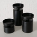 Set 3 suporturi de lumanare de masa, pentru lumanari groase Meril, 7,5 cm, negru