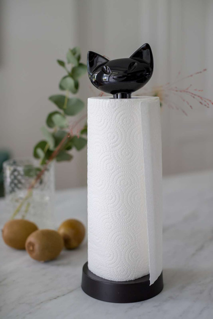 Suport pentru prosoape de bucătărie MIAOU, KOZIOL, cosmos negru