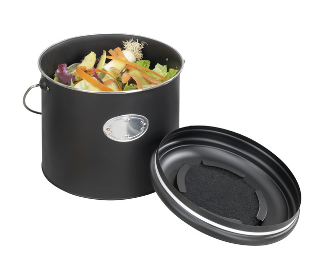 Coș de compost, 3 filtre de neutralizare a mirosurilor înlocuibile, 6 l, Nero, WENKO