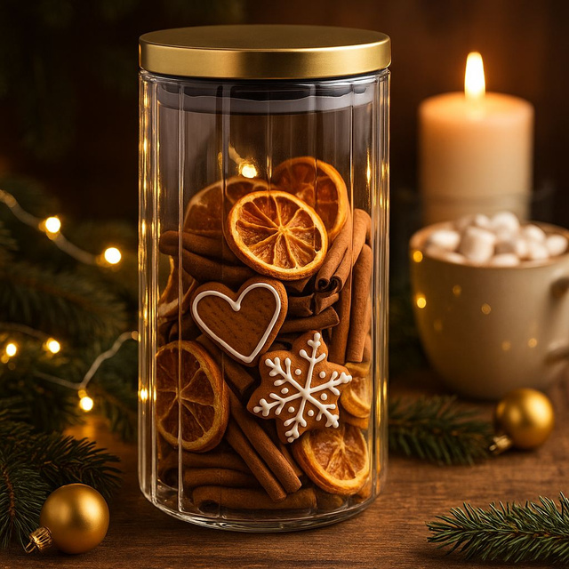 Borcan de sticlă cu capac auriu, 1000 ml