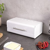 Cutie metalică pentru pâine, recipient pentru produse de panificație, ZELLER, albă