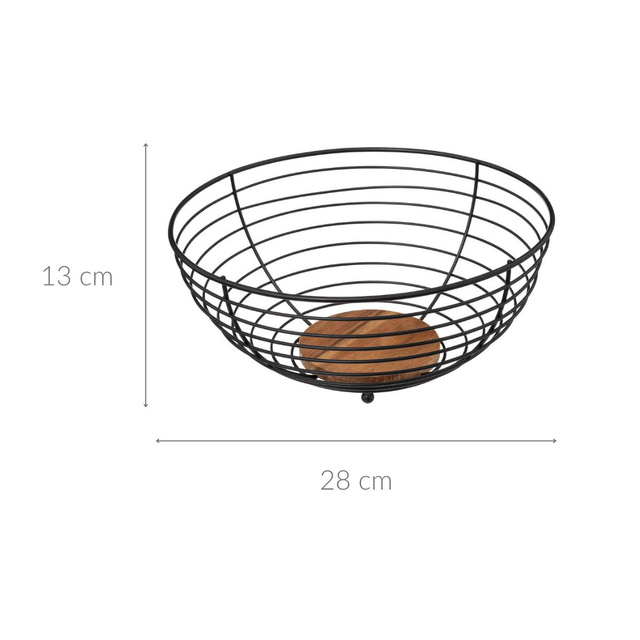 Cos de fructe metalic, negru, Ø 28 cm