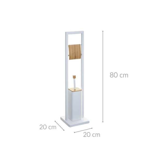 Perie de toaleta cu suport pentru hartie igienica NATURELO, 2in1
