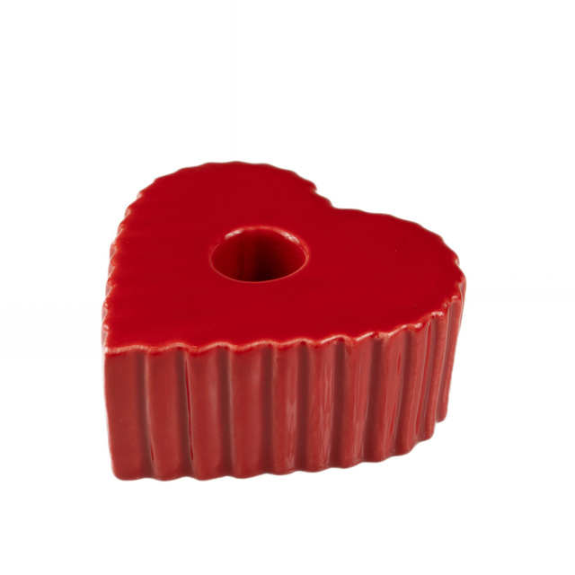 Suport de lumanare din ceramica in forma de inima Anima, pentru lumanare lunga, 4 x 9 cm