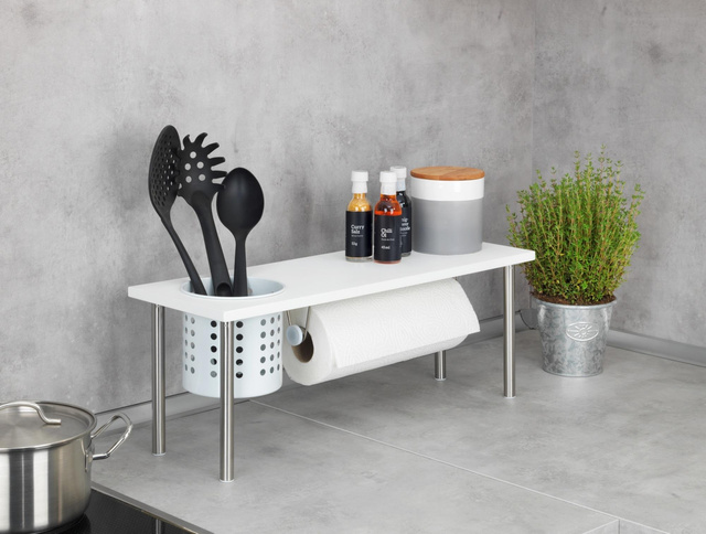 Raft de bucătărie cu suport pentru prosoape de hârtie BLANCO, WENKO, alb
