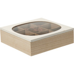 Cutie de ceai cu capac din sticlă ZEN, 24 x 24 x 7 cm