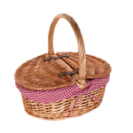 Cos de picnic din rachita Denya, captuseala din material in carouri, 47 x 34 x 42 cm