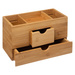 Organizator de birou din bambus, 2 sertare, 24x12x14 cm