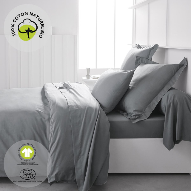 Cearsaf de pat cu elastic Plain, din bumbac, 160 x 200 cm