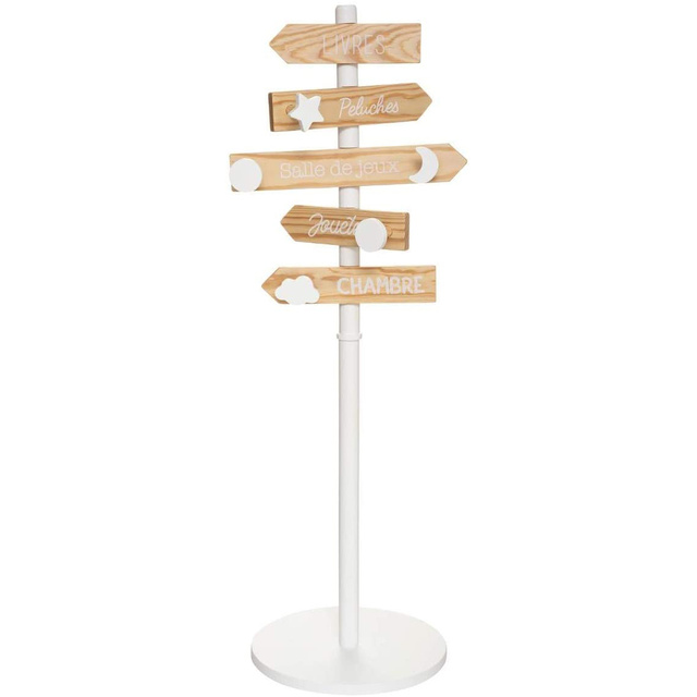 Cuier din lemn pentru copii cu indicatoare, înălțime 114 cm