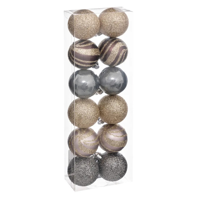 Globuri multicolore cu diferite finisaje, Ø 4 cm, 12 buc.