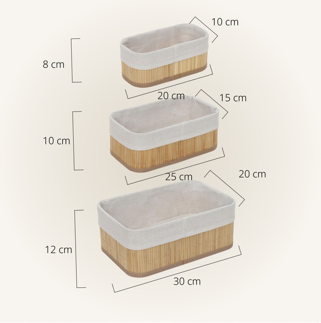 Set de coșuri din bambus pentru depozitare VINNO