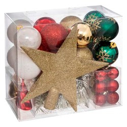 Set decoratiuni de Craciun in diferite culori, 44 de elemente