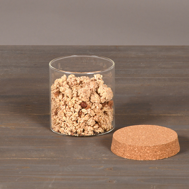 Recipient de sticlă pentru bucătărie cu capac din plută