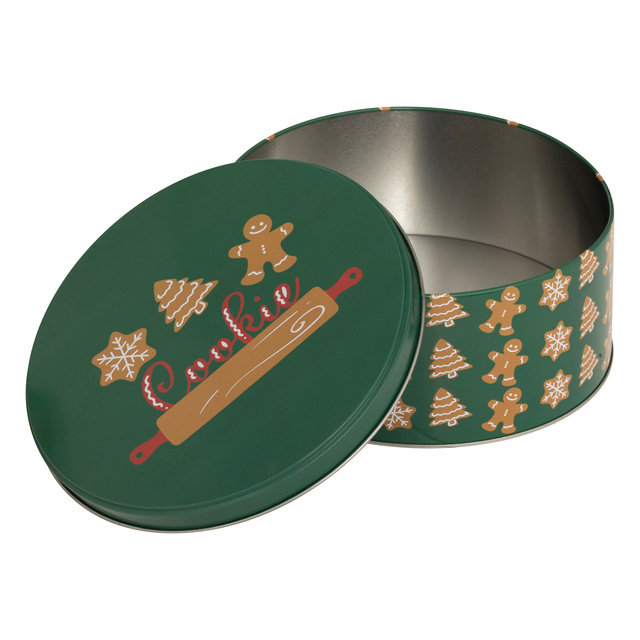 Recipient rotund pentru biscuiți, metal, 3 bucăți, verde