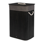 Coș de rufe negru din bambus, 80 l