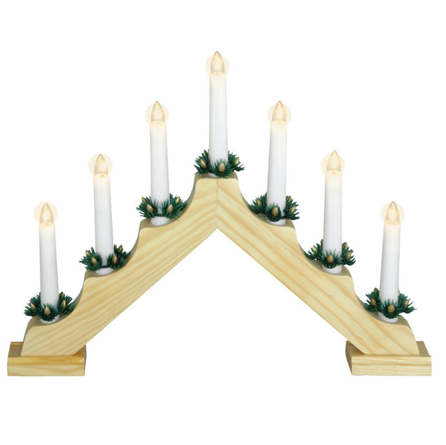 Suport de lumanare Advent din lemn, LED, 7 lumini