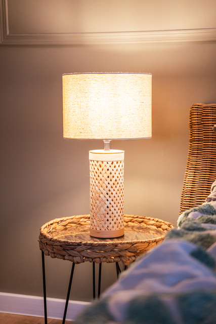 Lampa de masa SALMA cu baza din bambus, 47 cm
