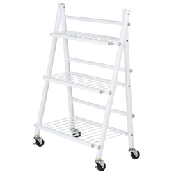 Suport pentru flori, metalic, 3 niveluri, cu roti