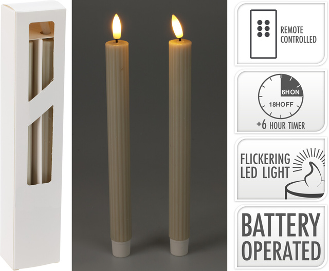 Lumânări de masă din ceară cu LED, 25 cm