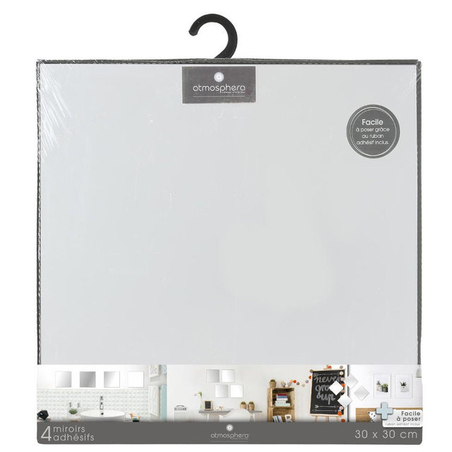 Set 4 oglinzi suspendate, Atmosphera Createur d'interieur, 30x30cm, Sticla