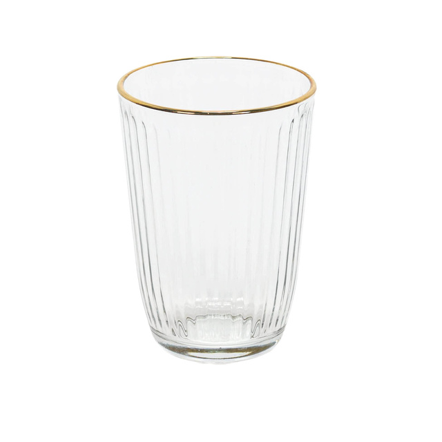 Pahar striat cu margine aurie, 395 ml