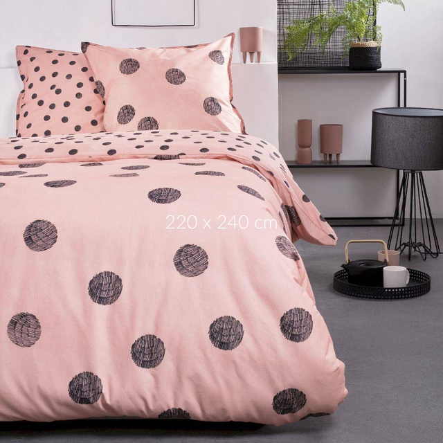 Set lenjerie de pat din bumbac Dots, reversibila, 220 x 240 cm