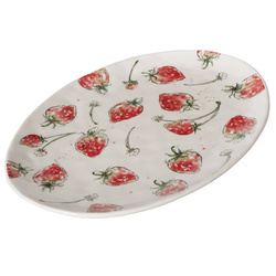Farfuria ceramica Strawberry, model cu capsuni, 39 x 31 cm