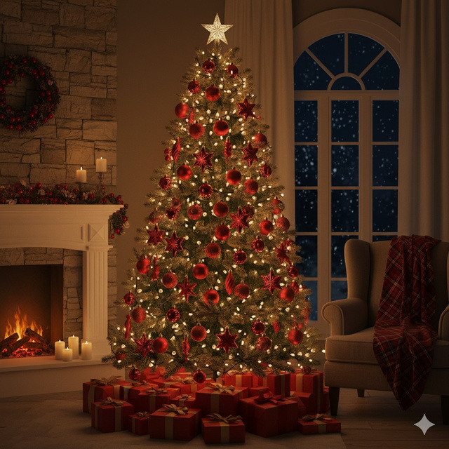 Set de ornamente pentru brad, forme și dimensiuni diferite, 32 de bucăți.