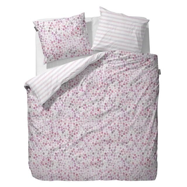 Lenjerie din satin cu buline de culoare roz, Essenza, 155 x 220 cm