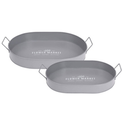 Tava pentru servire Botanical, cu manere late, metalica, 2 bucati