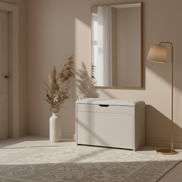 Dulap pentru pantofi cu loc de șezut și rafturi retractabile VAULT, 57 x 30 x 53 cm